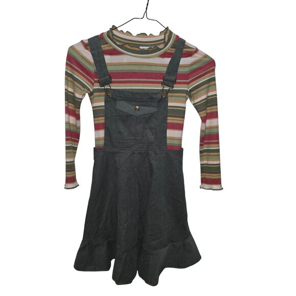 NWT Bonnie Jean Girls 2-Piece Outfit Size 7 – Green Overall Dress Set - Picture 5 of 9